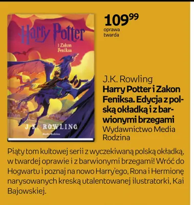Książka Harry Potter i Zakon Feniksa. Edycja z polską okładką i z barwionymi brzegami J.K. Rowling promocja w Empik