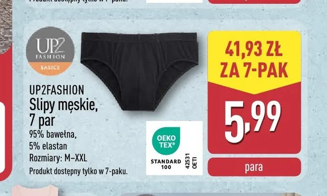 Slipy męskie UP2FASHION 7-pak promocja w Aldi