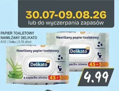 Papier toaletowy nawilżany Delikato promocja w Słoneczko