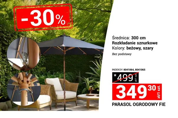 Parasol ogrodowy Fie promocja w Merkury Market