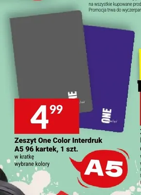 Zeszyt One Color Interdruk A5 96 kartek w kratkę promocja w Twój Market