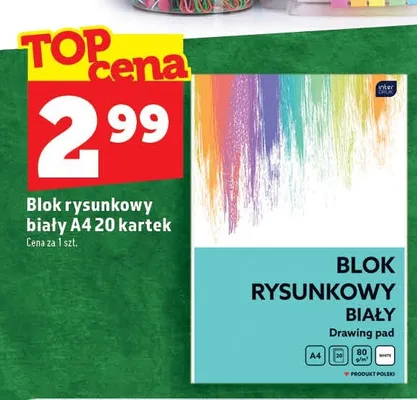 Blok rysunkowy biały A4 Interdruk promocja w TOPAZ