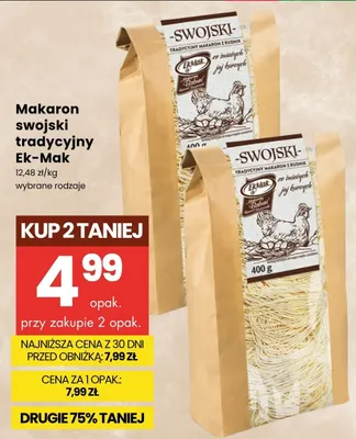 Makaron swojski tradycyjny Ek-Mak promocja w Delikatesy Centrum