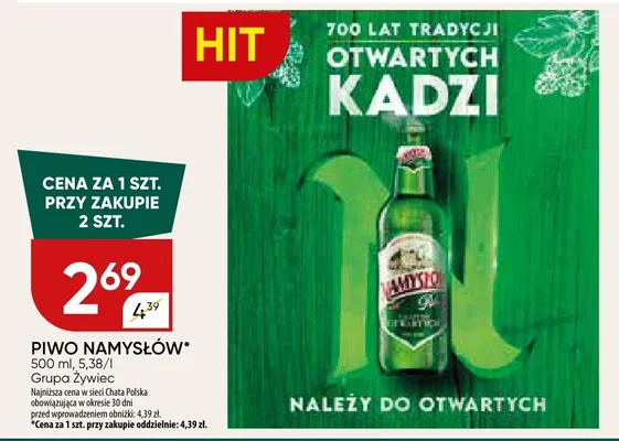 Piwo Namysłów promocja w Chata Polska