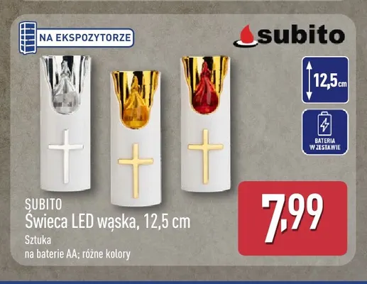Świeca LED wąska Subito 12,5 cm promocja w Aldi