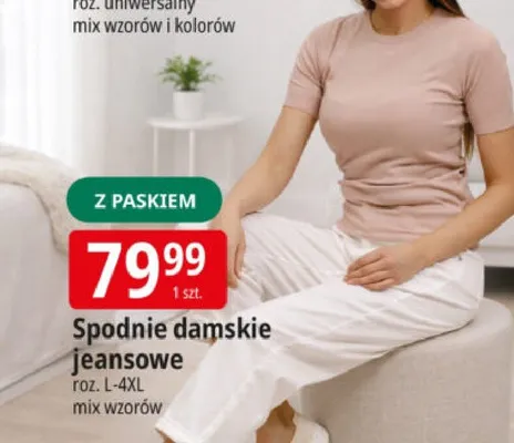 Spodnie damskie jeansowe roz. L-4XL mix wzorów promocja w Leclerc