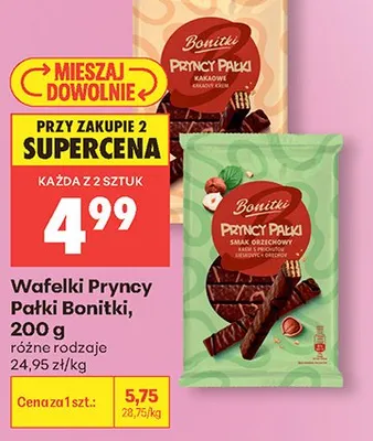 Wafelki Pryncypałki Bonitki smak orzechowy promocja w Biedronka