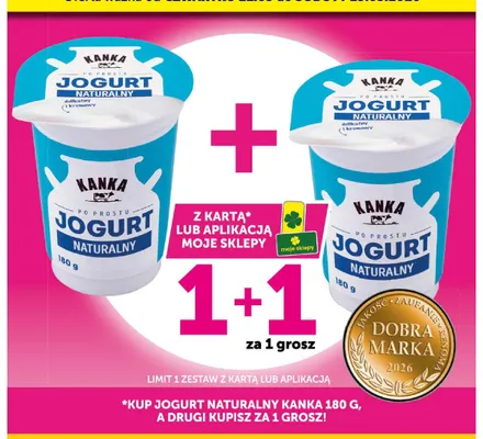 Jogurt naturalny delikatny i kremowy Kanka promocja w Euro Sklep