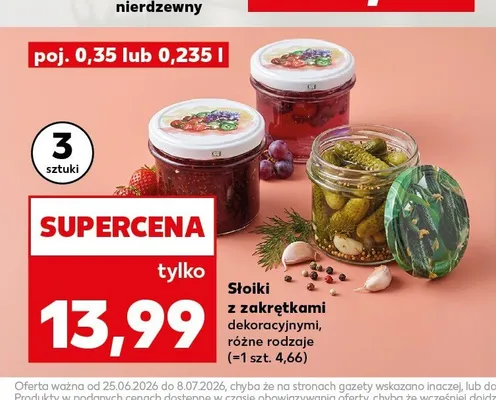 Słoiki z zakrętkami dekoracyjnymi 3-pak 0,35 l promocja w Kaufland
