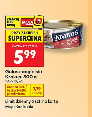 Gulasz angielski Krakus promocja w Biedronka