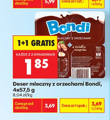 Deser mleczny z orzechami Bondi 4-pak promocja w Biedronka