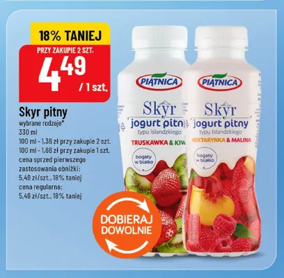 Skyr pitny truskawka kiwi Piątnica promocja w POLOmarket