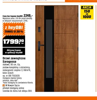 Drzwi zewnętrzne Saragossa promocja w OBI