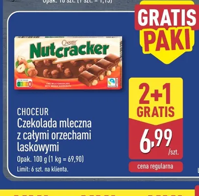 Czekolada mleczna z całymi orzechami laskowymi Choceur promocja w Aldi
