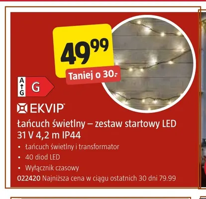 Łańcuch świetlny zestaw startowy LED 4,2 m IP44 Ekvip promocja w Jula