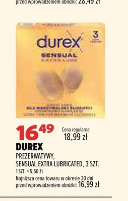 Prezerwatywy Durex Sensual Extra Lubricated 3 szt. promocja w Drogerie Natura