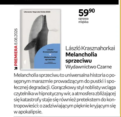 Książka Melancholia sprzeciwu László Krasznahorkai oprawa miękka promocja w Empik