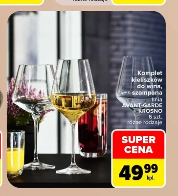 Komplet kieliszków do szampana linia Avant-Garde Krosno 6 szt. promocja w Carrefour