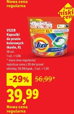 Kapsułki do prania kolorowych tkanin Vizir XL promocja w Lidl