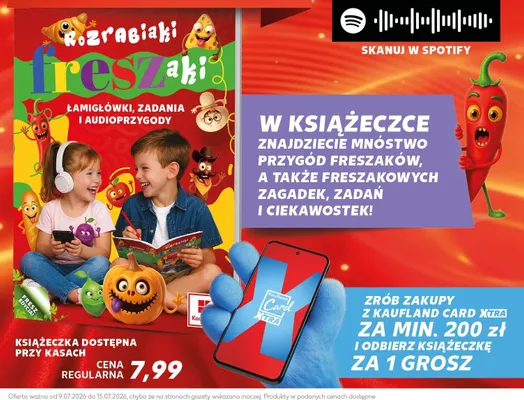 Książeczka Rozrabiaki Freszaki Łamigłówki zadania i audioprzygody promocja w Kaufland