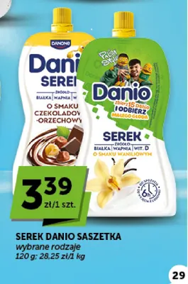 Serek Danio saszetka o smaku czekoladowo-orzechowym promocja w Euro Sklep