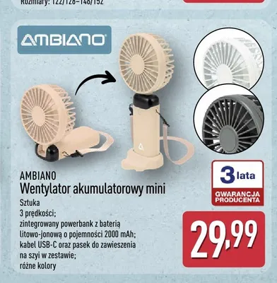 Wentylator akumulatorowy mini AMBIANO promocja w Aldi