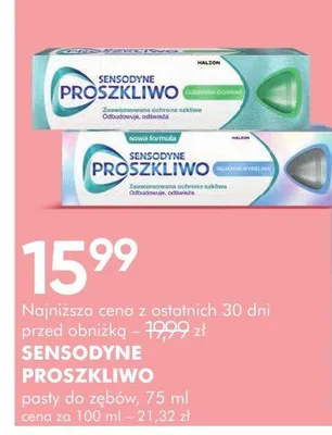 Pasty do zębów Sensodyne Proszklliwo promocja w Super-Pharm