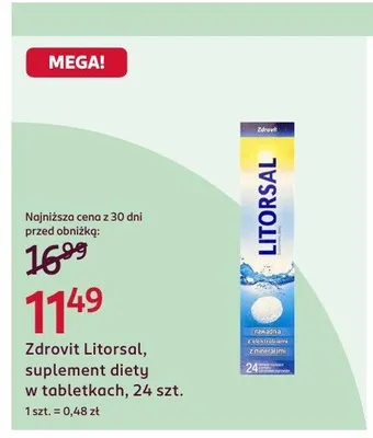 Suplement diety w tabletkach musujących Zdrovit Litorsal promocja w Rossmann