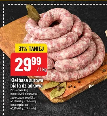 Kiełbasa surowa biała dziadkowa promocja w POLOmarket
