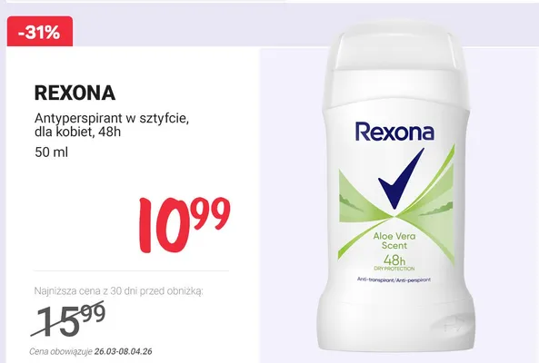 Antyperspirant w sztyfcie, dla kobiet, 48h promocja w Rossmann