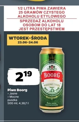 Piwo Boorg Mocne promocja w Netto