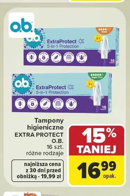 Tampony higieniczne o.b. ExtraProtect Super Plus promocja w Carrefour