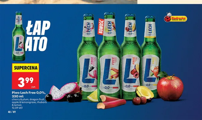 Piwo bezalkoholowe Lech Free dragon fruit promocja w Biedronka