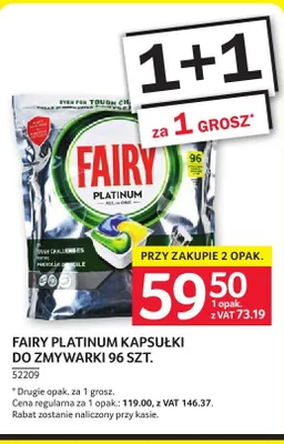Kapsułki do zmywarki Fairy Platinum 96 szt. promocja w Selgros