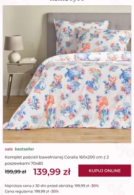 Komplet pościeli bawełnianej Coralia 160x200 cm z 2 poszewkami 70x80 Home & you promocja w home&you