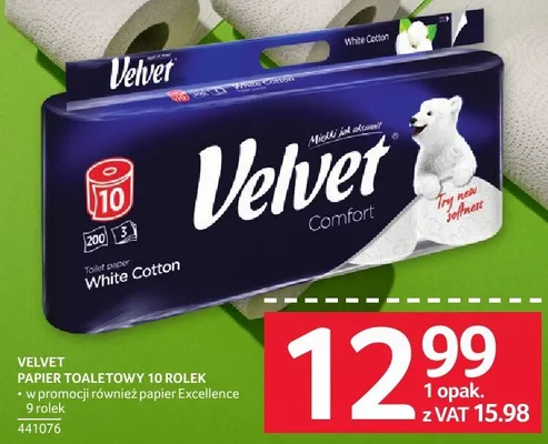 Papier toaletowy Velvet 10 rolek promocja w Selgros