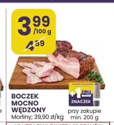 Boczek mocno wędzony Morliny promocja w Stokrotka