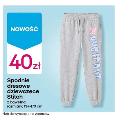Spodnie dresowe dziewczęce Disney Stitch promocja w Pepco
