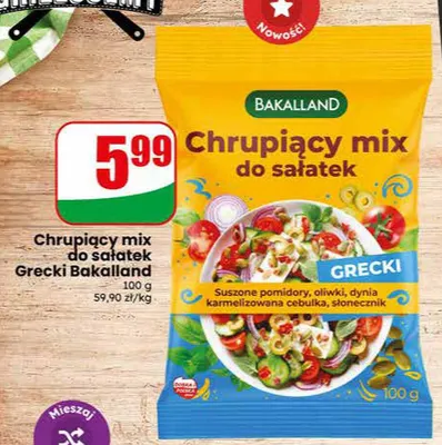 Chrupiący mix do sałatek Grecki Bakalland promocja w Dino