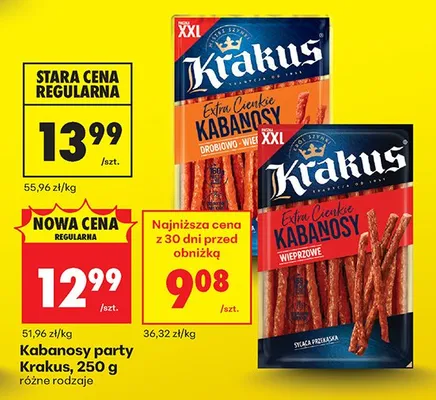 Kabanosy party różne rodzaje promocja w Biedronka