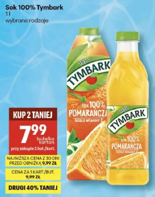 Sok 100% Tymbark promocja w Delikatesy Centrum