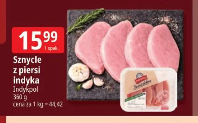 Sznycle z piersi indyka Indykpol promocja w Leclerc