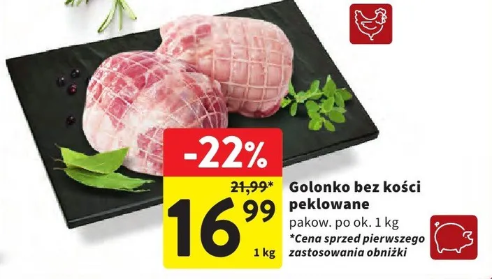 Golonko bez kości peklowane pakow. po ok. 1kg promocja w Intermarche
