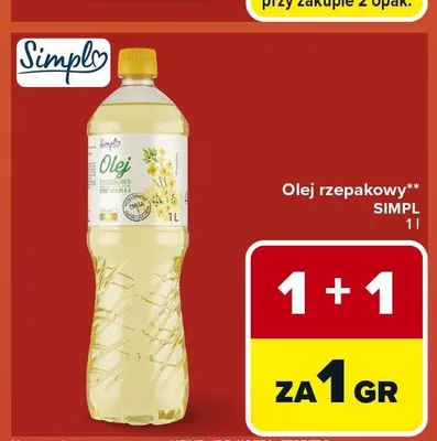 Olej rzepakowy Simpl promocja w Carrefour