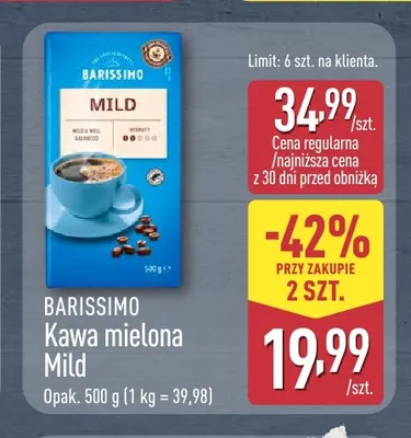 Kawa mielona Mild Barissimo promocja w Aldi