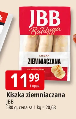 Kiszka ziemniaczana JBB Bałdyga z dodatkiem kiełbaski wędzonej promocja w Leclerc