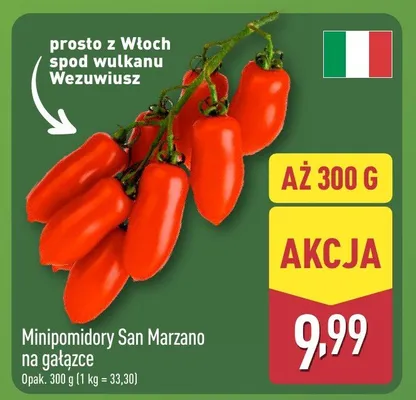 Minipomidory San Marzano na gałązce włoskie promocja w Aldi
