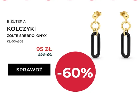 Kolczyki Briju żółte srebro onyx promocja w Briju