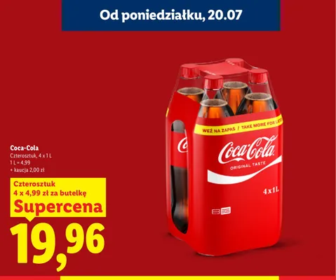 Napój gazowany Coca-Cola 4-pak promocja w Lidl
