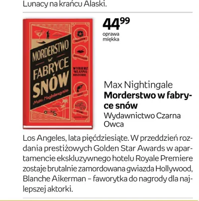 Książka Morderstwo w fabryce snów Max Nightingale promocja w Empik